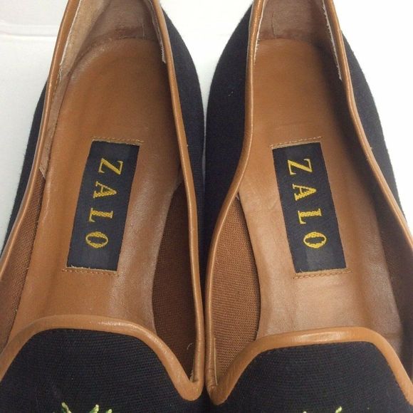 Zalo Smoking Loafer Green Embroidered Palm Trees - Picture 4 of 9